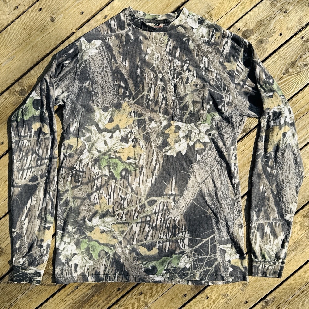 Mossy Oak Break Up Camo Long Sleeve Pocket T Shirt Hunting XXL